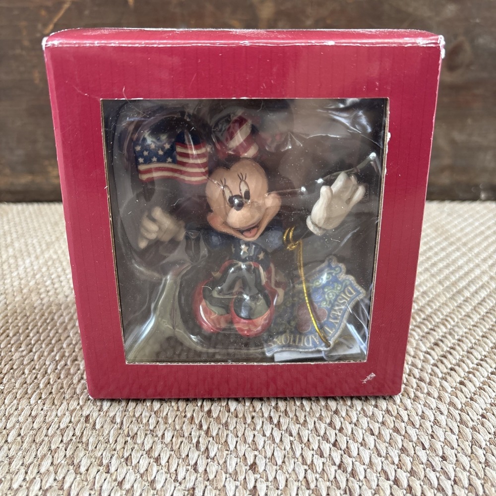 Jim‎ Shore Disney Traditions Minis #4056744 Patriotic MINNIE MOUSE with FLAG  3"